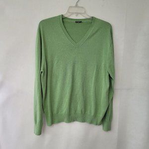 J McLaughlin Sweater Men L Long Sleeve V-Neck Classic Office Teacher Green‎